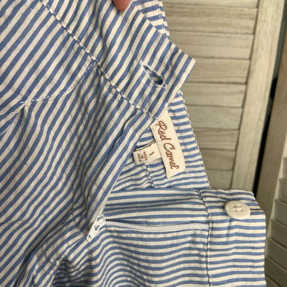 Red Camel Light Blue and White Candy Stripe Scalloped Hem Soft Dressy Shorts 1 - Picture 7 of 8